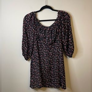 REVOLVE Lovers + Friends Britta Heart Print Off Shoulder Mini Dress Date Night